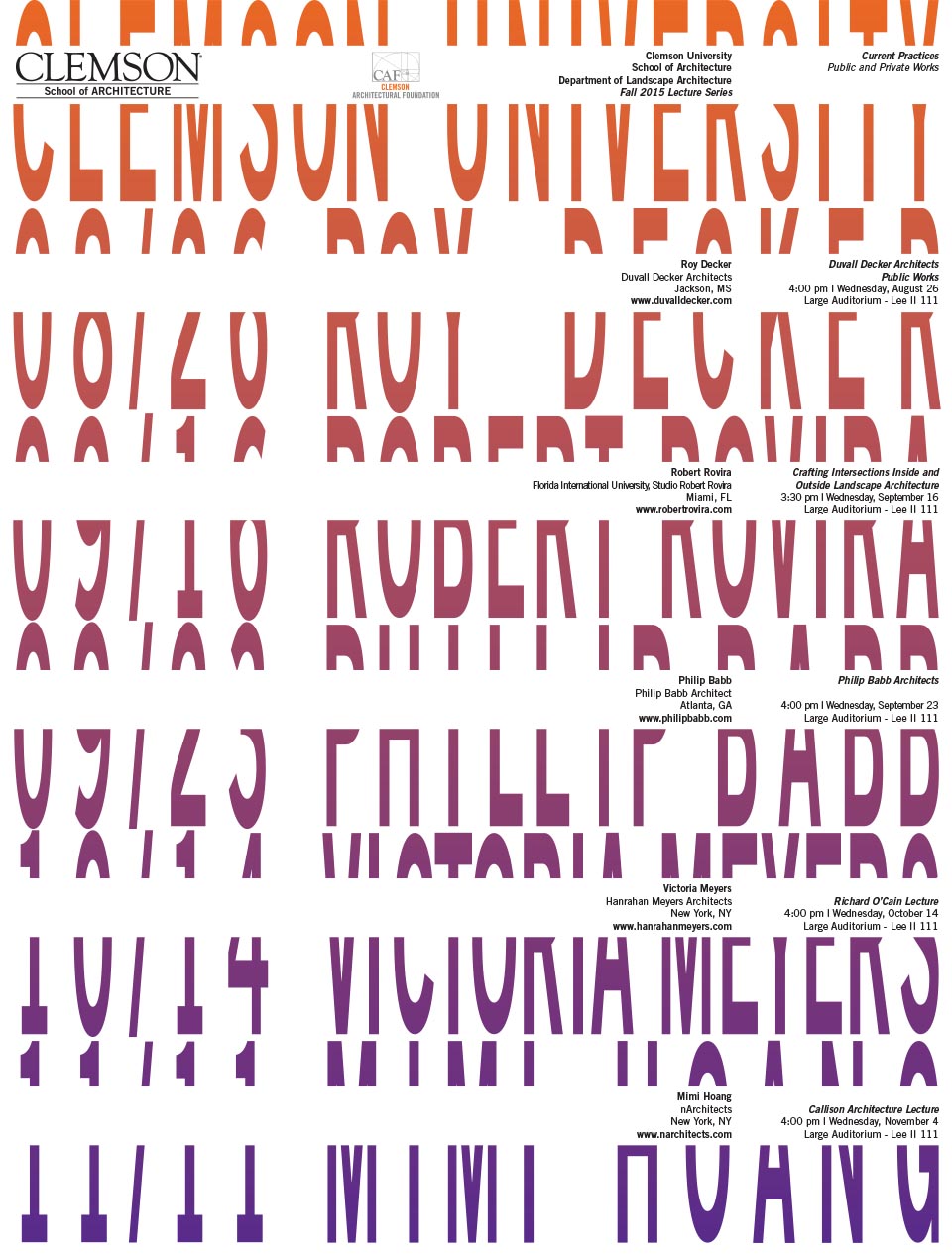 Clemson Fall Lecture Series Poster